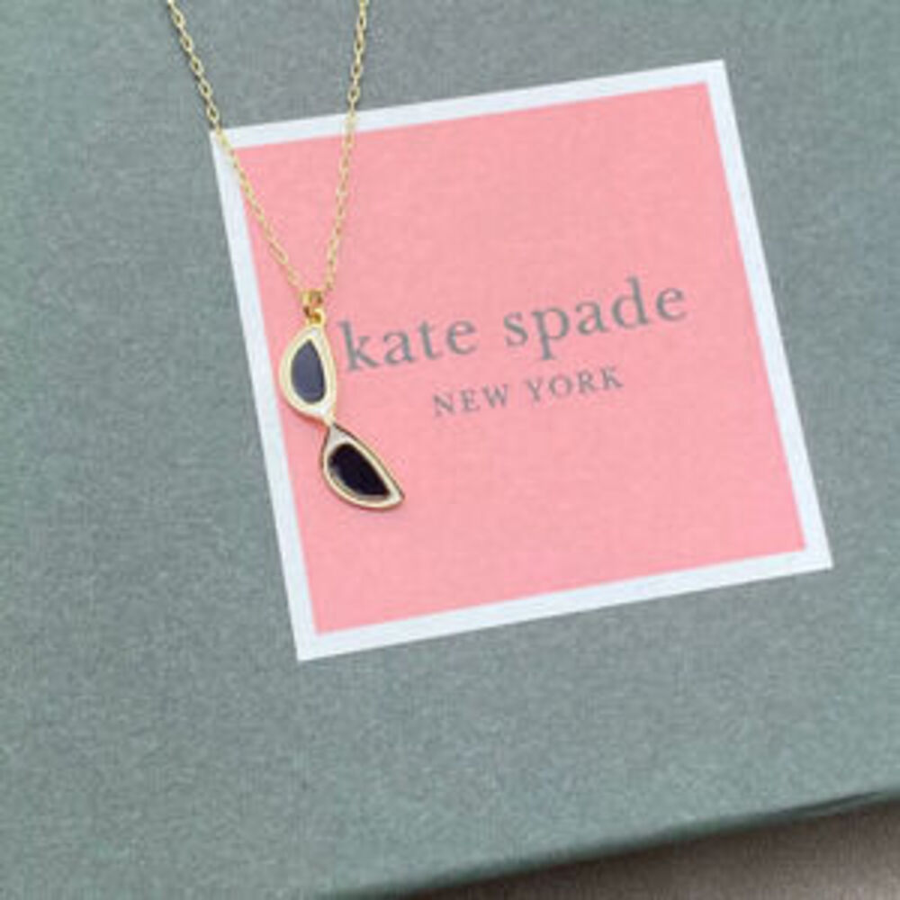 kate spade Black Glasses Pendant Metal Necklace